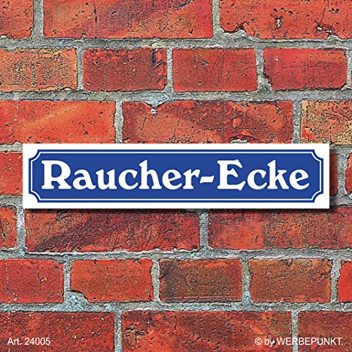 WERBEPUNKT. (24005) Schild im Straßenschild-Design Raucher-Ecke - 3 mm Alu-Verbund - 52 x 11 cm von WERBEPUNKT.