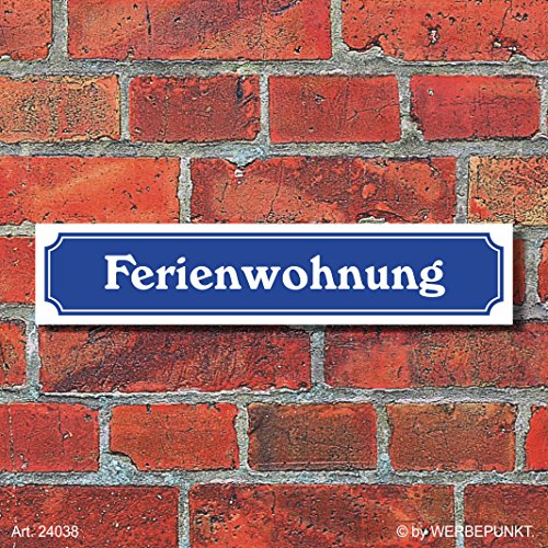 (24038) Schild im Straßenschild-Design Ferienwohnung, 3 mm Alu-Verbund - 52 x 11 cm von WERBEPUNKT.