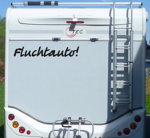 WERBEPUNKT. Aufkleber Fluchtauto Wohnmobil Wohnwagen Camper Camping Caravan Auto - 100 cm/Schwarz von WERBEPUNKT.