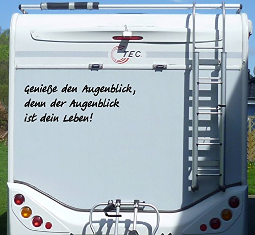 WERBEPUNKT. Aufkleber Genieße den Augenblick Wohnmobil Wohnwagen Camping Caravan Auto - 100 cm/Schwarz von WERBEPUNKT.