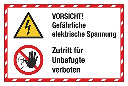 WERBEPUNKT. Kombischild Elektrische Spannung Zutritt für Unbefugte verboten 3 mm Alu-Verbund 300 x 200 mm von WERBEPUNKT.