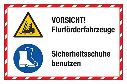 WERBEPUNKT. Kombischild Flurförderfahrzeuge Sicherheitsschuhe benutzen 3 mm Alu-Verbund 450 x 300 mm von WERBEPUNKT.