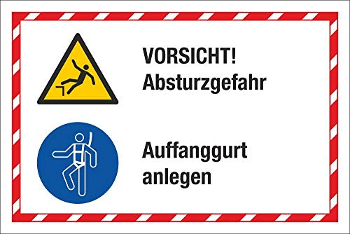 WERBEPUNKT. Kombischild Vorsicht Absturzgefahr Auffanggurt anlegen 3 mm Alu-Verbund 450 x 300 mm von WERBEPUNKT.