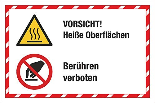WERBEPUNKT. Kombischild Vorsicht Heiße Oberflächen Berühren verboten 3 mm Alu-Verbund 300 x 200 mm von WERBEPUNKT.