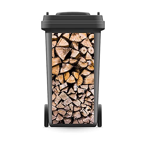 WERBEPUNKT. Mülltonnenaufkleber Mülltonne Abfalltonne Sticker Holz Holzscheite Brennholz- 740 x 370 mm von WERBEPUNKT.