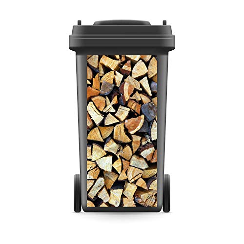 WERBEPUNKT. Mülltonnenaufkleber Mülltonne Mülleimer Abfalltonne Holz Holzscheit Brennholz - 740 x 370 mm von WERBEPUNKT.