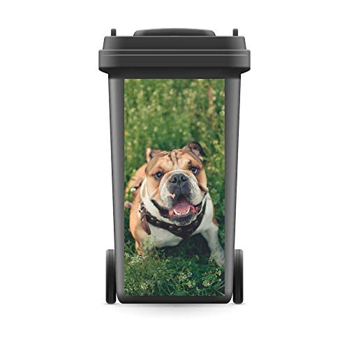 WERBEPUNKT. Mülltonnenaufkleber Mülltonne Mülleimer Abfalltonne Hund Bulldogge Wiese- 720 x 320 mm von WERBEPUNKT.