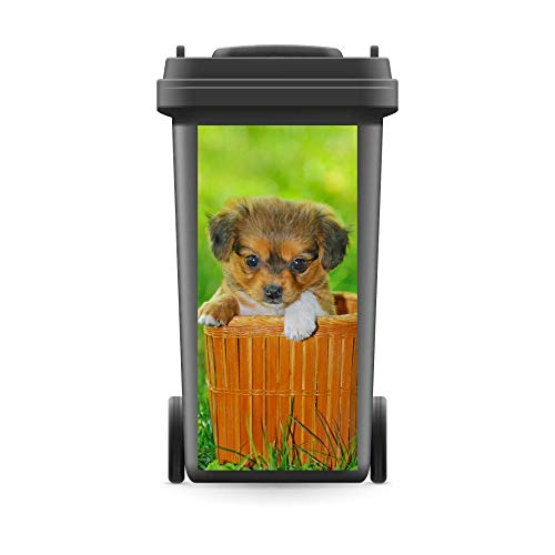 WERBEPUNKT. Mülltonnenaufkleber Mülltonne Mülleimer Abfalltonne Hund Pekinese Wiese Korb- 720 x 320 mm von WERBEPUNKT.