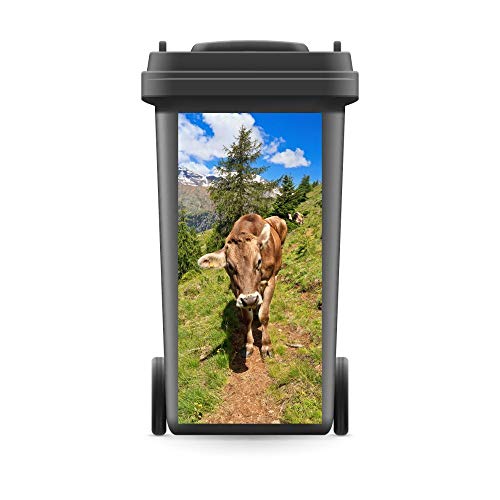 WERBEPUNKT. Mülltonnenaufkleber Mülltonne Mülleimer Abfalltonne Kuh Alpen Berge Weg Natur- 720 x 320 mm von WERBEPUNKT.