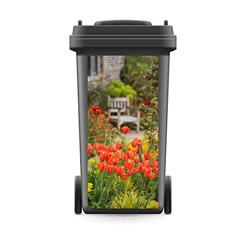 WERBEPUNKT. Mülltonnenaufkleber Mülltonne Mülleimer Abfalltonne Rote Tulpen Blumen Natur - 720 x 320 mm von WERBEPUNKT.