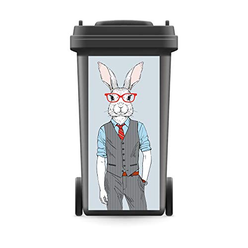 WERBEPUNKT. Mülltonnenaufkleber Mülltonne Mülleimer Abfalltonne Sticker Hase Anzug Kaninchen - 720 x 320 mm von WERBEPUNKT.