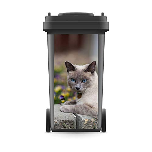 WERBEPUNKT. Mülltonnenaufkleber Mülltonne Mülleimer Abfalltonne Sticker Katze Kater Steine - 800 x 370 mm von WERBEPUNKT.