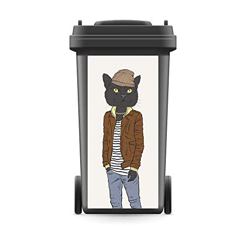 WERBEPUNKT. Mülltonnenaufkleber Mülltonne Mülleimer Abfalltonne Sticker Katze Kater Tier- 720 x 320 mm von WERBEPUNKT.
