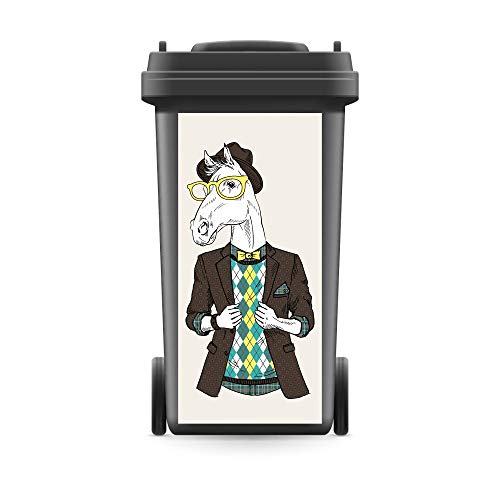 WERBEPUNKT. Mülltonnenaufkleber Mülltonne Mülleimer Abfalltonne Sticker Pferd Hipster Tier- 720 x 320 mm von WERBEPUNKT.