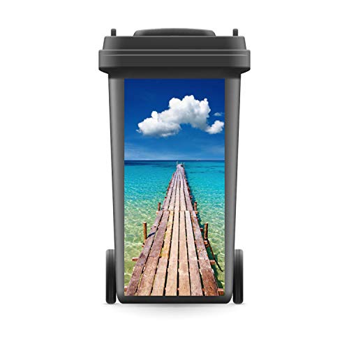 WERBEPUNKT. Mülltonnenaufkleber Mülltonne Mülleimer Abfalltonne Sticker Steg Meer Urlaub - 740 x 370 mm von WERBEPUNKT.