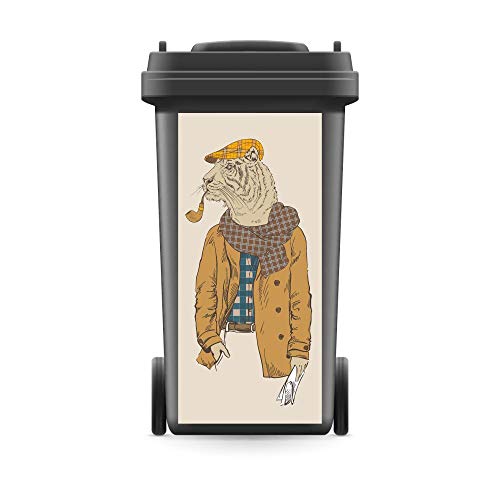 WERBEPUNKT. Mülltonnenaufkleber Mülltonne Mülleimer Abfalltonne Sticker Tiger Hut Jacke Tier- 800 x 370 mm von WERBEPUNKT.