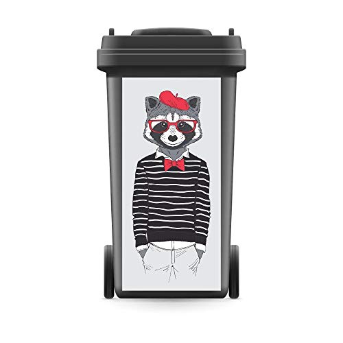 WERBEPUNKT. Mülltonnenaufkleber Mülltonne Mülleimer Abfalltonne Tier Waschbär Hipster- 800 x 370 mm von WERBEPUNKT.