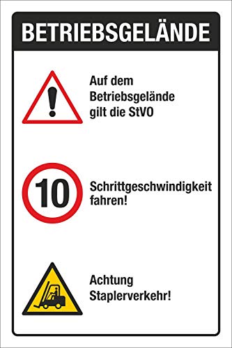 WERBEPUNKT. Schild Betriebsgelände StVO Schritt Fahren Staplerverkehr 3 mm Alu-Verbund 600 x 400 mm von WERBEPUNKT.