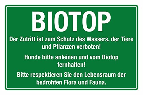 WERBEPUNKT. Schild Biotop Betreten verboten Schutz Wasser Tiere Pflanzen 3 mm Alu-Verbund 600 x 400 mm von WERBEPUNKT.