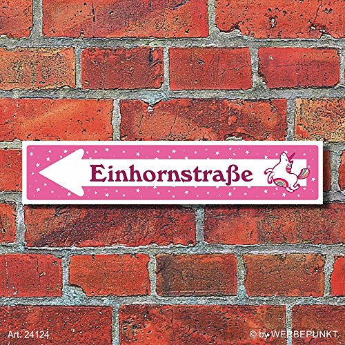WERBEPUNKT. Schild Einhornstraße Pink Geschenk Geburtstag Pfeil - 3 mm - 52 x 11 cm WERBEPUNKT. Schild Einhornstraße Pink Geschenk Geburtstag Pfeil - 3 mm - 52 x 11 cm von WERBEPUNKT.