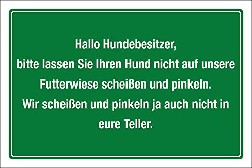 WERBEPUNKT. Schild Landwirtschaft Futterwiese Teller scheißen Hunde verboten Alu-Verbund 450 x 300 mm von WERBEPUNKT.