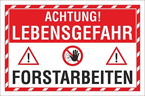 WERBEPUNKT. Schild Lebensgefahr Forstarbeiten Hinweisschild 3 mm Alu-Verbund 450 x 300 mm von WERBEPUNKT.