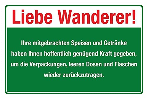 WERBEPUNKT. Schild Liebe Wanderer Verpackungen Müll entsorgen Hinweis 3 mm Alu-Verbund 300 x 200 mm von WERBEPUNKT.