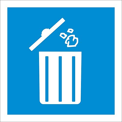 WERBEPUNKT. Schild Mülleimer Mülltonne Abfalleimer Abfallbehälter Hinweisschild 200 x 200 mm - Blau von WERBEPUNKT.