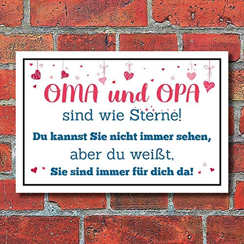 WERBEPUNKT. Schild Oma Opa sind wie Sterne Großeltern Geschenk Geburtstag 3 mm Alu-Verbund 300 x 200 mm von WERBEPUNKT.