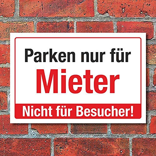 WERBEPUNKT. Schild Parken nur für Mieter Nicht für Besucher Hinweisschild 3 mm Alu-Verbund 450 x 300 mm von WERBEPUNKT.