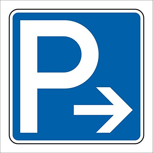 WERBEPUNKT. Schild Parkplatz Pfeil rechts Hinweisschild Parkplatzschild 200 x 200mm von WERBEPUNKT.