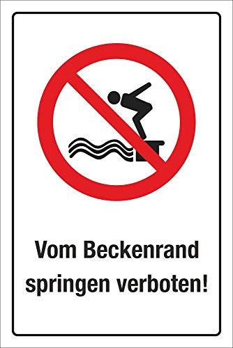 WERBEPUNKT. Schild Vom Beckenrand springen verboten Schwimmbad Freibad 3 mm Alu-Verbund 600 x 400 mm von WERBEPUNKT.