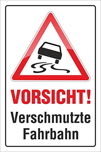 WERBEPUNKT. Schild Vorsicht! Verschmutzte Fahrbahn, 3 mm Alu-Verbund Motiv 1 600 x 400 mm von WERBEPUNKT.