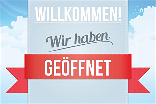 WERBEPUNKT. Schild Wir haben geöffnet, 3 mm Alu-Verbund 450 x 300 mm von WERBEPUNKT.