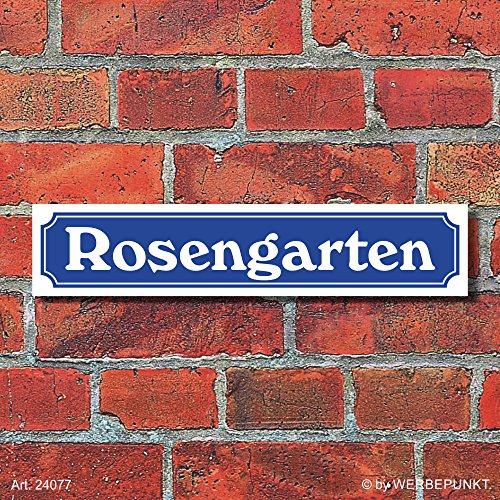 WERBEPUNKT. Schild im Straßenschild-Design Rosengarten - 3 mm Alu-Verbund - 52 x 11 cm von WERBEPUNKT.