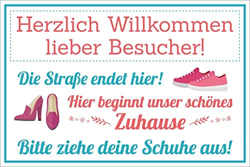 Vintage Shabby Holzschild Schuhe ausziehen Straße endet hier Geburtstag Geschenk von WERBEPUNKT.