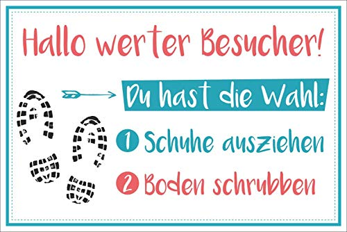 Vintage Shabby Holzschild Schuhe ausziehen oder schrubben Geburtstag Geschenk von WERBEPUNKT.