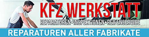 Werbebanner, Plane"KFZ Werkstatt", reparatur, Auto, mit Ösen, 2000 x 500 mm von WERBEPUNKT.