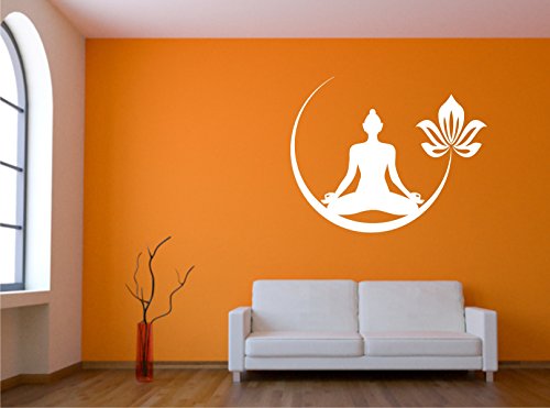 Wandtattoo Yogi Wandaufkleber Aufkleber Yoga Lotus Mandala 60 cm Yogastudio in 33 Farben matt oder glänzend von WERBUNGkreativ