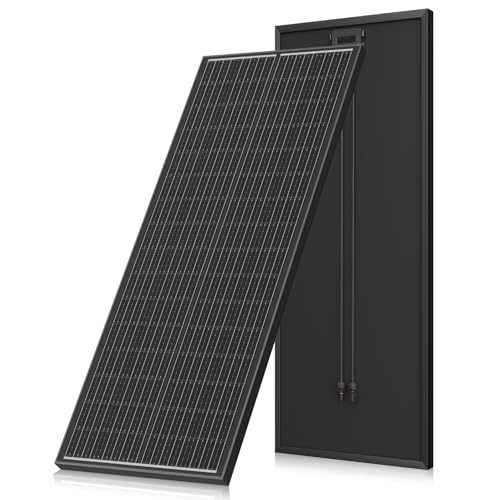 Solarpanel 130w 12V/24V PV Modul,SMBB Technologie, Hohe Effizienz Monocrystalline Solarmodul, Full Black Aluminium Frame Solar Panel, Ideal for Balcony Power Plant, Motorhome, Garden Shed, Boat von WERCHTAY