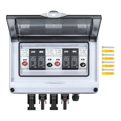 WERCHTAY Überspannungsschutz PV 1000V DC Trennschalter PV Anlage 32A Solar Anschlusskasten Solar System AC DC 1-strings 2-strings (8M) von WERCHTAY