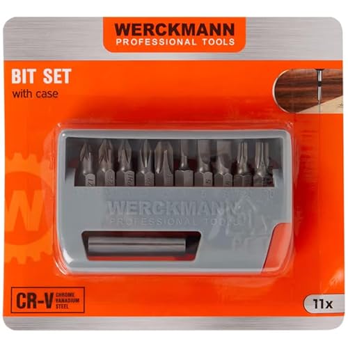 Werckmann Professional Tools - 11 tlg. Bit Set - 10 Bits & 1 Magnet Halter in Hülle - Chrome Vanadium Steel PH SL PZ T von WERCKMANN