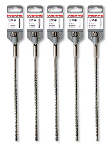 WERHE Betonbohrer SDS PLUS 6x260mm 5tlg. – Hammerbohrer für Beton und Ziegel – 4-Schneiden von WERHE
