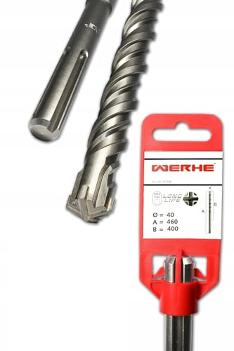 WERHE Betonbohrer SDS MAX 40x460mm – Hammerbohrer für Beton und Ziegel – 4-Schneiden von WERHE