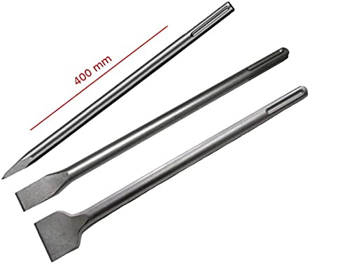 WERHE ® Profi SDS Max Meißel Spitz Set 3 Stück 18 25 50 x 400 mm Extra Lange und Hart Kaltspattspitzspitze Flachdüse für Abbruchhammer von WERHE