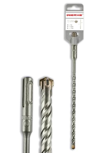 WERHE Betonbohrer SDS PLUS 10x160mm – Hammerbohrer für Beton und Ziegel – 4-Schneiden von WERHE