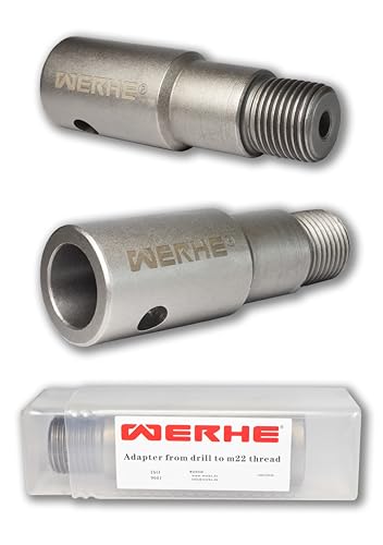 WERHE Adapter erdbohrer auf m22 - Für erdbohrmaschine zum Bohren mit der BetonLochsäge - Adapter für Benzin oder elektrisch erdbohrer für Kernbohrer mit Pleuelbohrern für Zementsteinmauer von WERHE