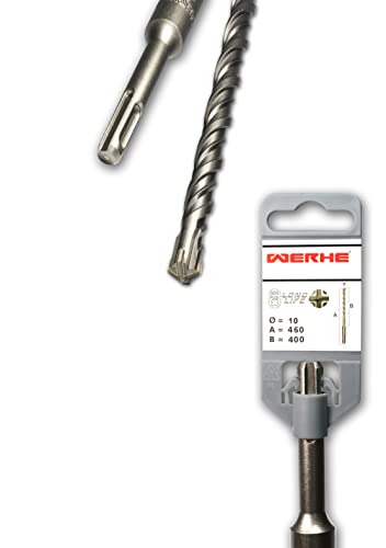 WERHE Betonbohrer SDS PLUS 10x460mm – Hammerbohrer für Beton und Ziegel – 4-Schneiden von WERHE