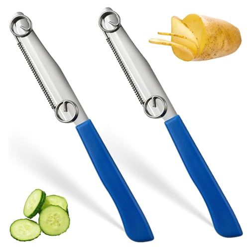 WERIGONI 2er-Pack Zaubermesser Julienne-Schäler, 3-in-1-Schnellschneidemesser, Obst Gemüseschäler schneider aus Edelstahl, Gemüseschäler mit abnehmbarer Feder von WERIGONI