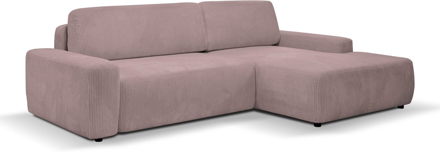 WERK2 Ecksofa Bully, Curvy Trend Ecksofa mit Schlaffunktion in weichem Cord von WERK2